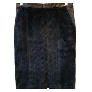 Faux Leather/Real Suede Skirt